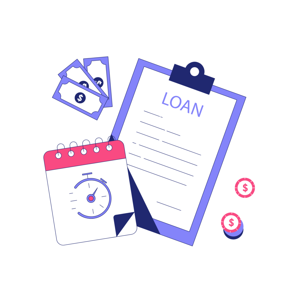 Graphic of clipboard with the word: "LOAN"